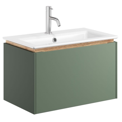 Cutout image of Crosswater Mada 600mm Sage Green Wall-Hung Vanity Unit & Basin